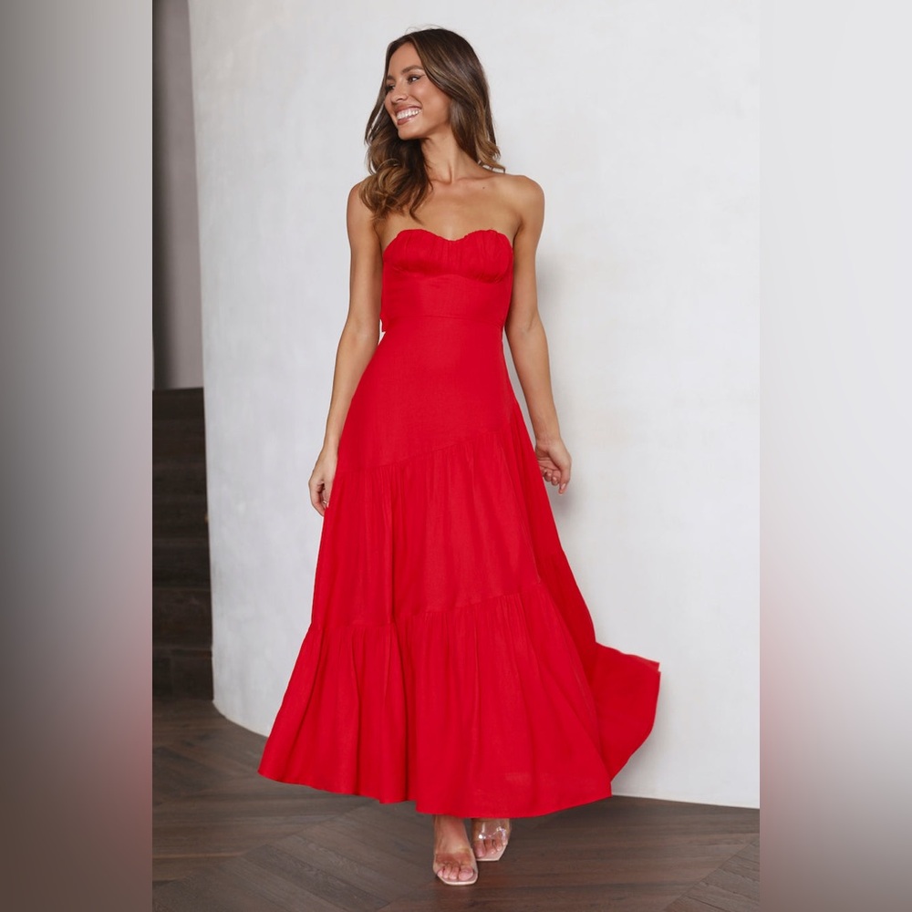 Hello Molly Red Strapless Maxi Dress
